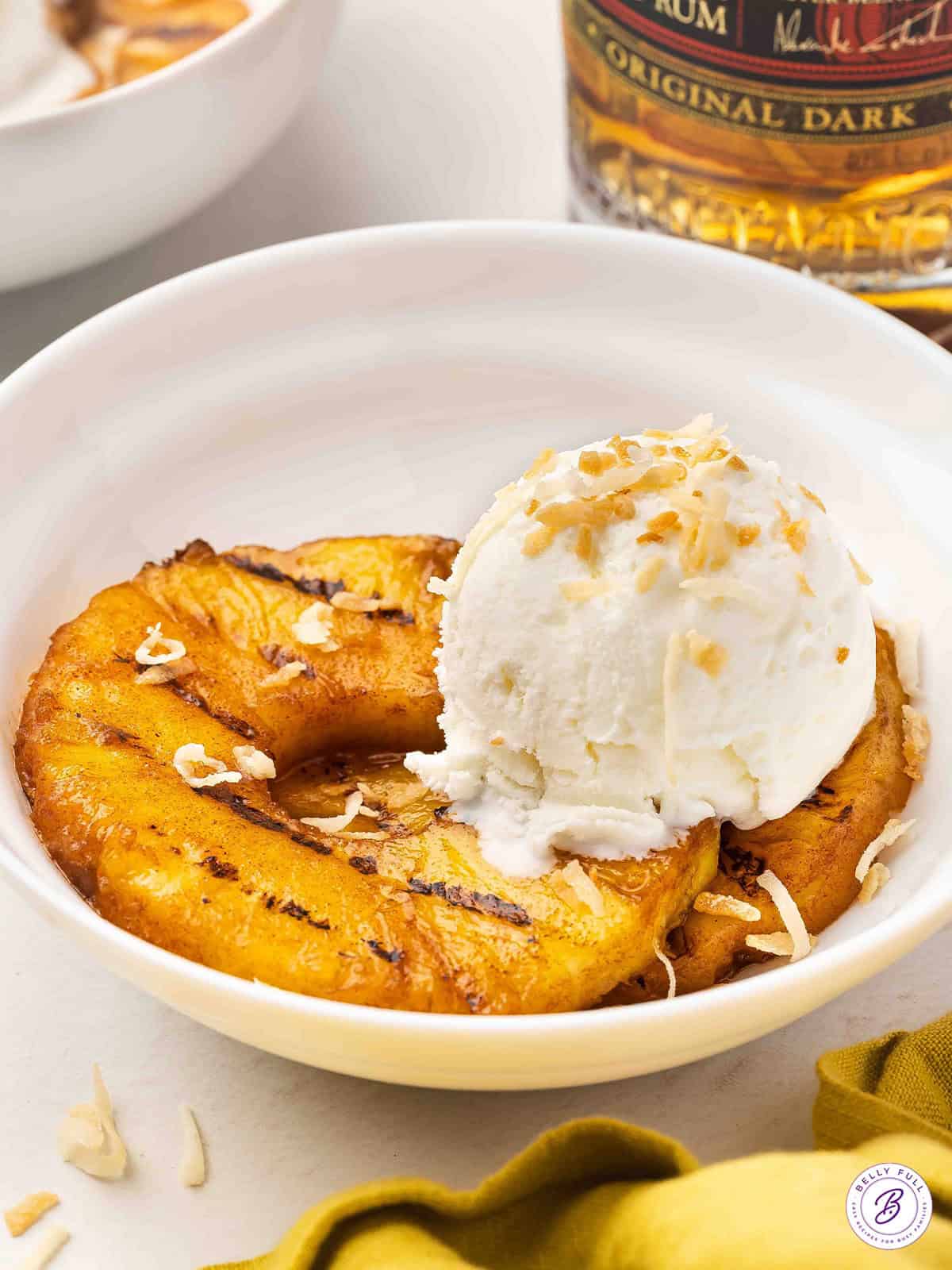Fried Pineapple with Vanilla Ice Cream